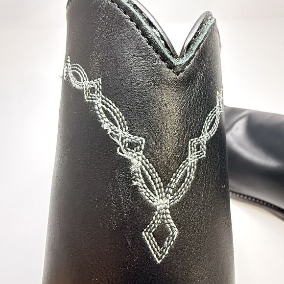 JUSTIN Black Leather Roper Toe Boots Mens 10.5 D Western Diamond and Scroll New main image 4